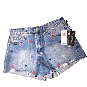 BLANKNYC Barrow Denim Shorts Sz 27 Star Embroidered Cut Off‎ Jeans